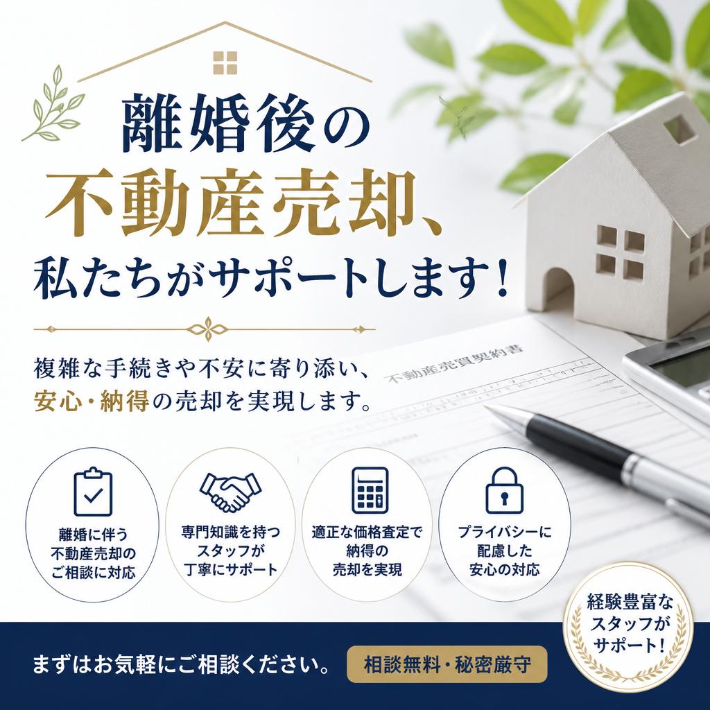 離婚後の不動産売却、私たちがサポートします！
